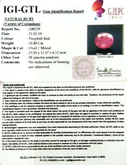 11.56 Ratti Natural New Burma Ruby with Govt Lab Certificate-(3441)